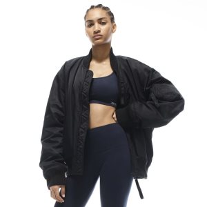 Reebok VB Oversized Bomber Jacke Damen - Schwarz - DE 489-NIP